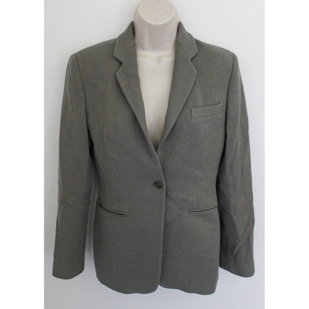 Emporio Armani Blazer Womens 38 Gray Textured Virgin Wool Made in Italy Vintage